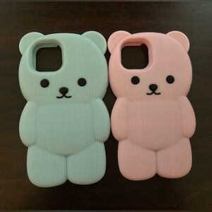 Soft Bear iPhone 14 Cases Set in Blue and Pink